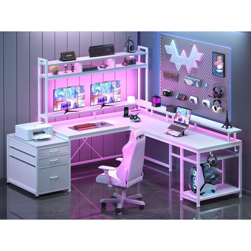 Desk Setup No Computer - Meja Kerja Bentuk L 104-inci untuk