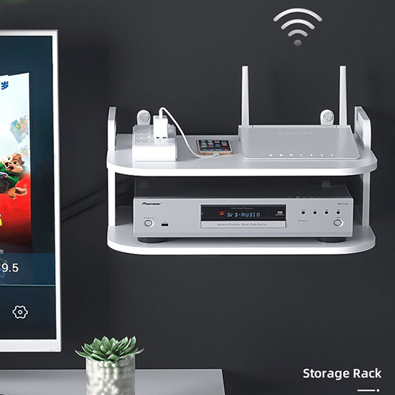 Desk Setup Tv - Rak Penyimpanan Kabel Router yang Dipasang