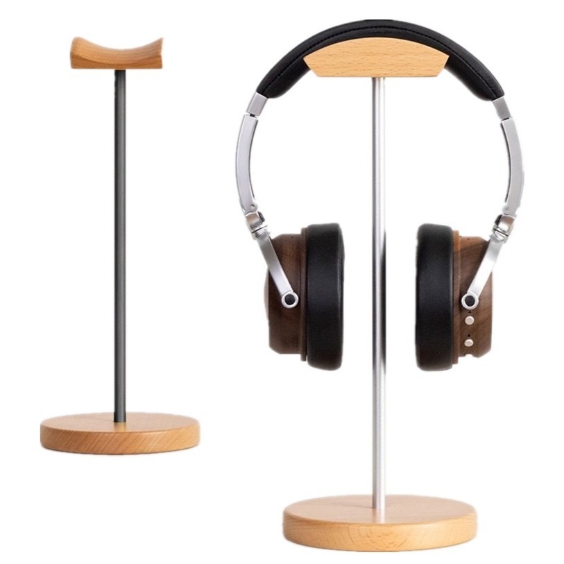 Desk Setup Game - Penyangga Headphone Kayu Walnut Hitam &