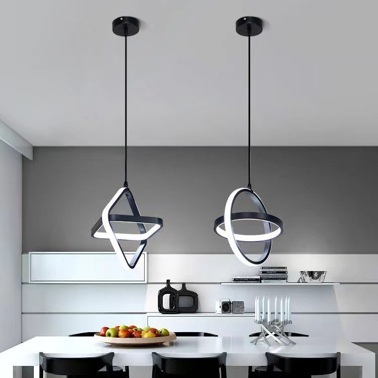 Desk Setup White - Lampu Gantung LED Modern Hitam Putih