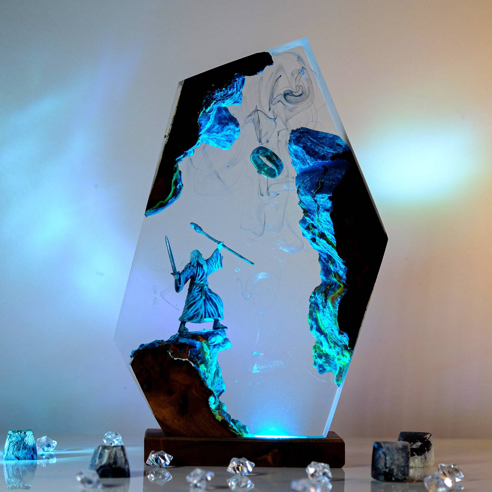 Led Desk Light Usb - Lampu Resin Figur Adegan Film Cincin