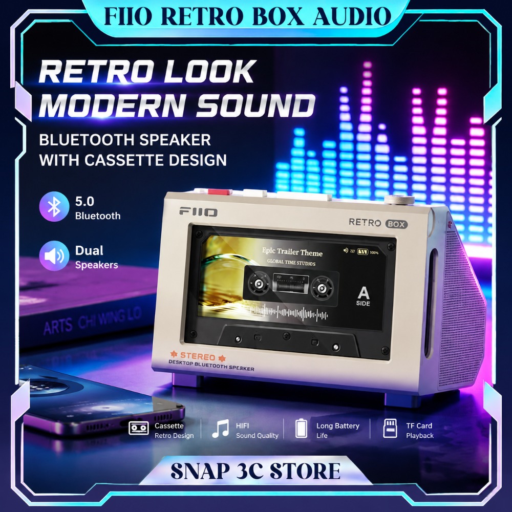 Desk Setup With Speakers - FiiO RETRO BOX Speaker Stereo Bluetooth