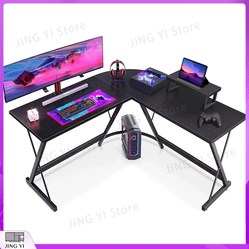 Desk Setup No Computer - Meja Gaming Bentuk L dengan Dudukan