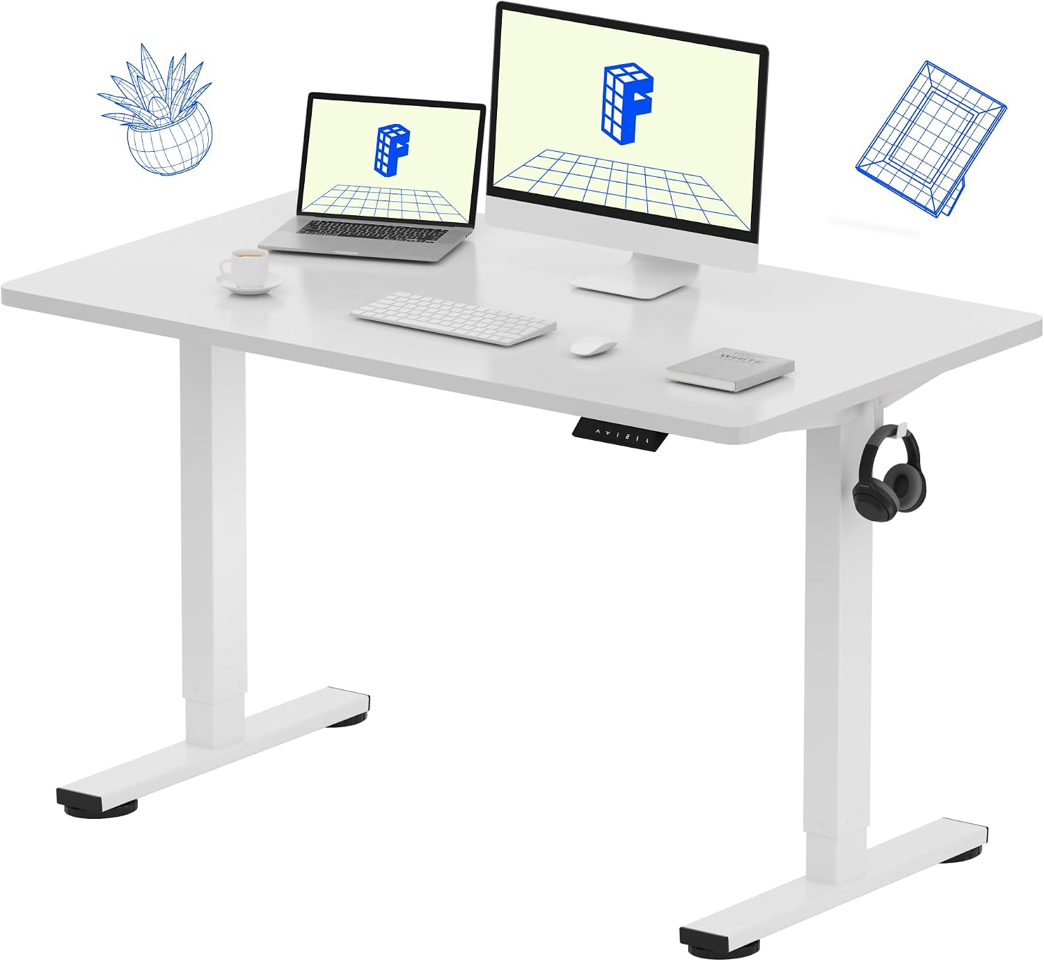Desk Setup Dual Monitor - Meja Kerja Berdiri 48 Inci 24
