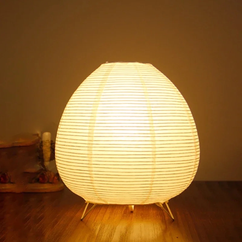 Desk Setup White - Lampu meja Led lentera kertas beras