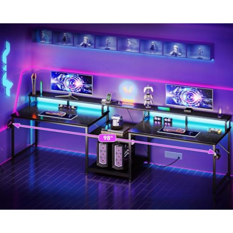 Meja gaming untuk 2 orang, pan - Desk Setup Dual Monitor ulasan dan harga