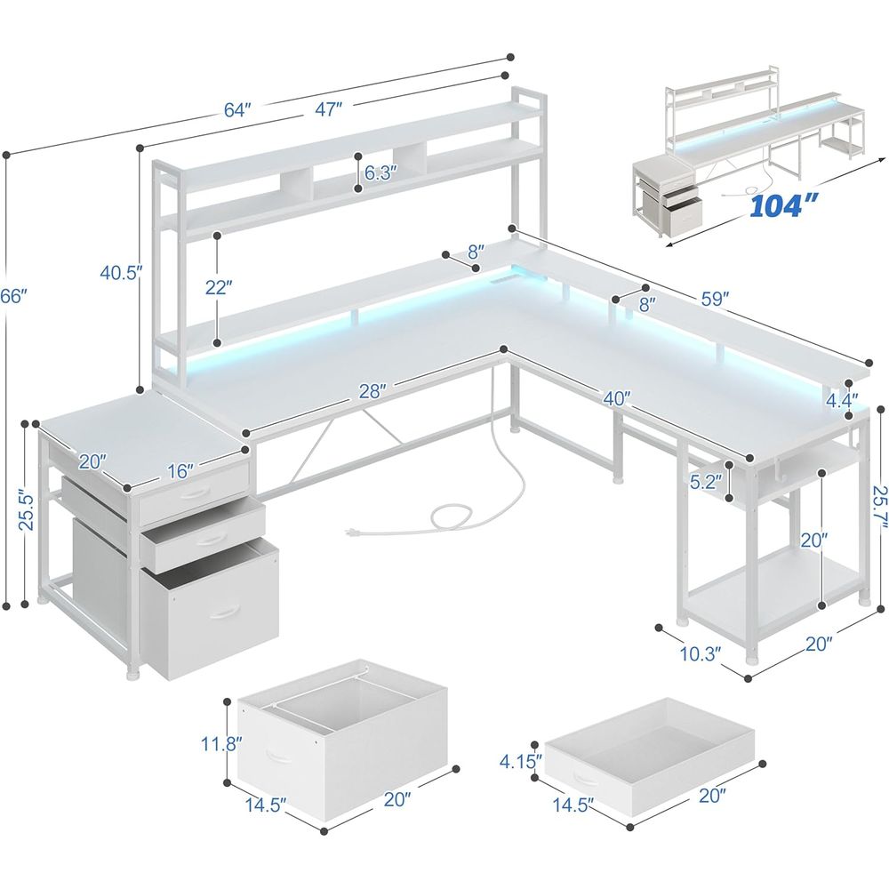 Meja Kerja Bentuk L 104-inci u - Desk Setup No Computer ulasan dan harga