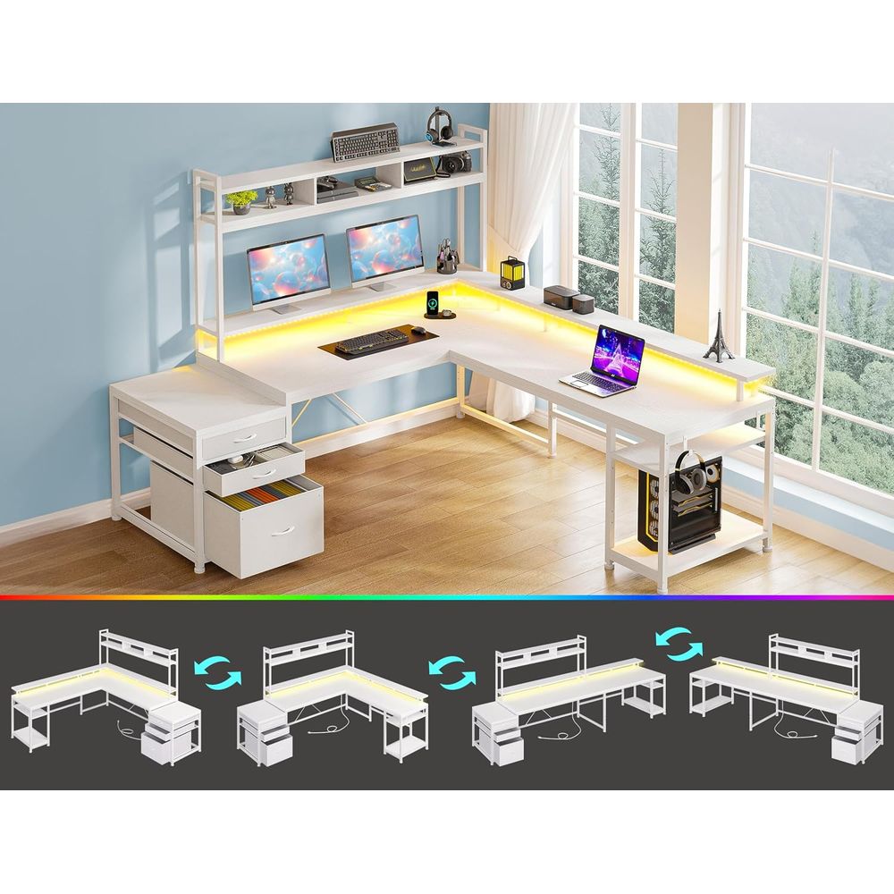 Meja Kerja Bentuk L 104-inci u - Desk Setup No Computer ulasan dan harga