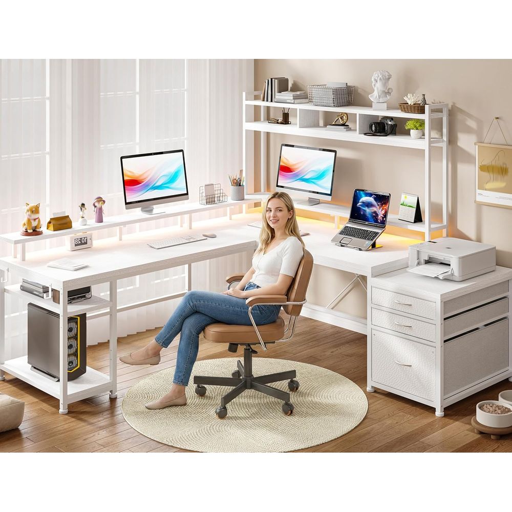 Meja Kerja Bentuk L 104-inci u - Desk Setup No Computer ulasan dan harga