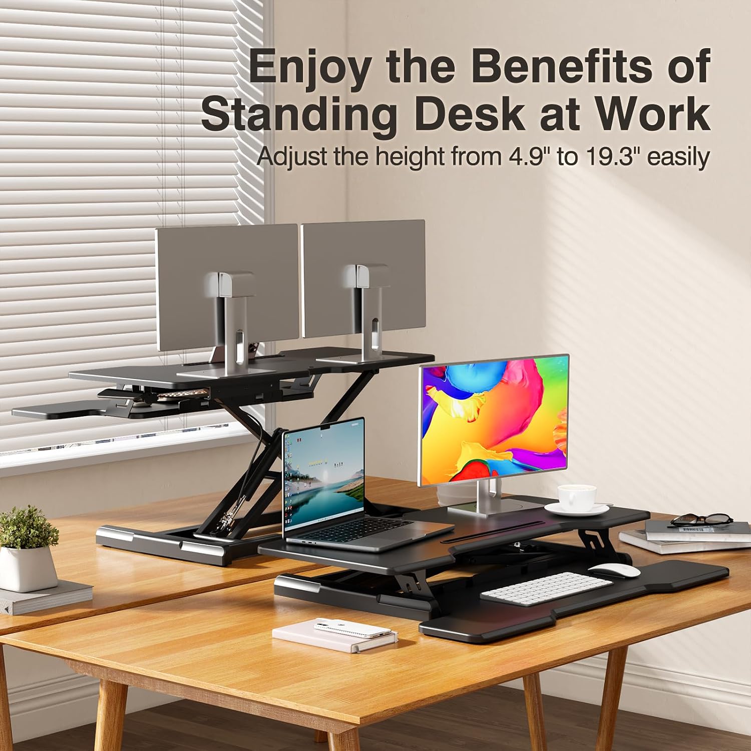 Konverter Meja Berdiri, Penyan - Desk Setup Dual Monitor ulasan dan harga