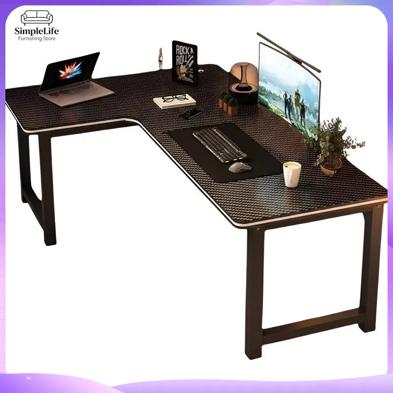 Meja Gaming Sudut dengan Rak P - Desk Setup Dual Monitor ulasan dan harga