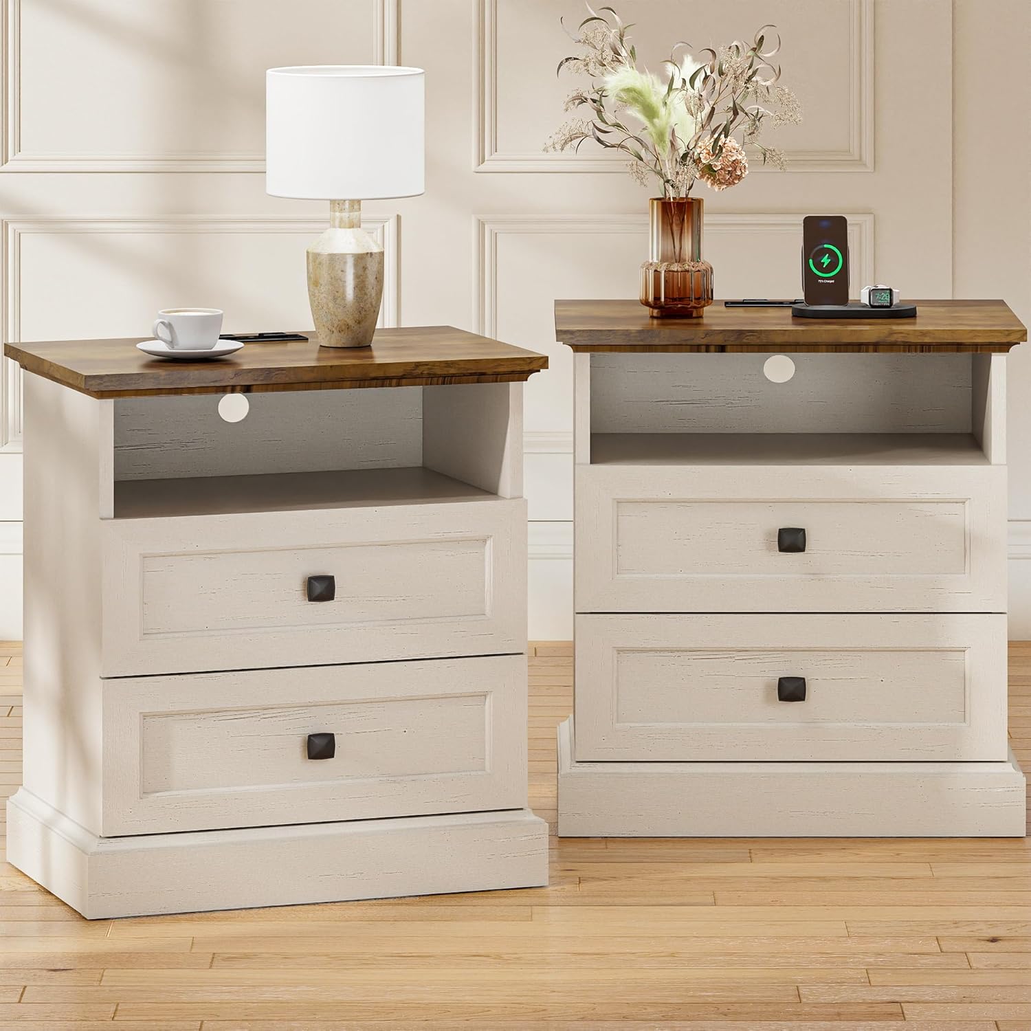 Meja Nakas Farmhouse 3 Laci &  - Desk Setup White ulasan dan harga