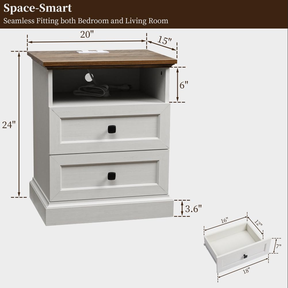 Meja Nakas Farmhouse 3 Laci &  - Desk Setup White ulasan dan harga