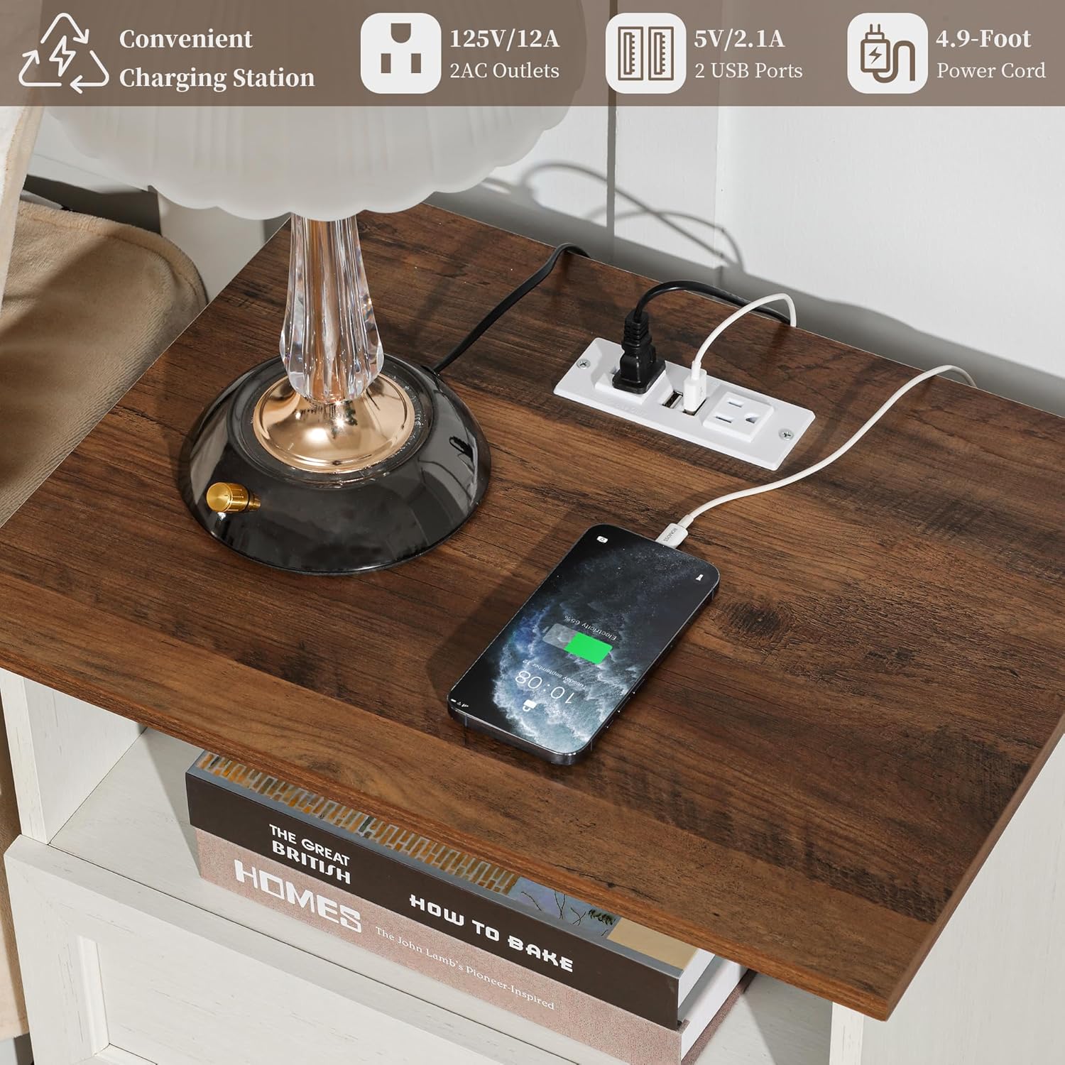 Meja Nakas Farmhouse 3 Laci &  - Desk Setup White ulasan dan harga