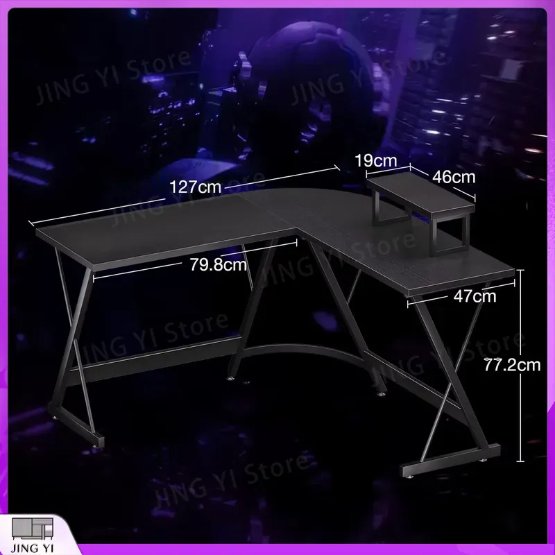 Meja Gaming Bentuk L dengan Du - Desk Setup No Computer ulasan dan harga
