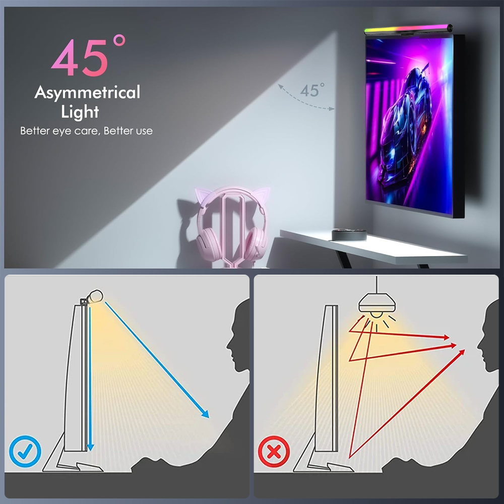 Lampu Monitor Wifi Lightbar, L - Desk Setup No Computer ulasan dan harga