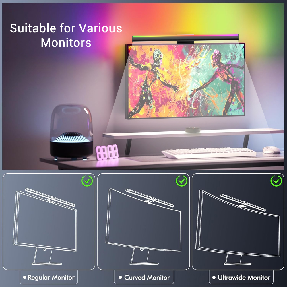 Lampu Monitor Wifi Lightbar, L - Desk Setup No Computer ulasan dan harga