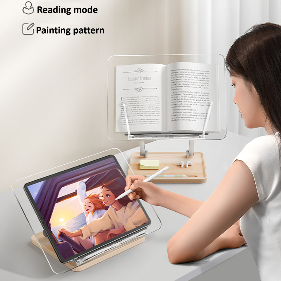 Stand Baca Kayu dengan Lampu A - Desk Setup Pink ulasan dan harga