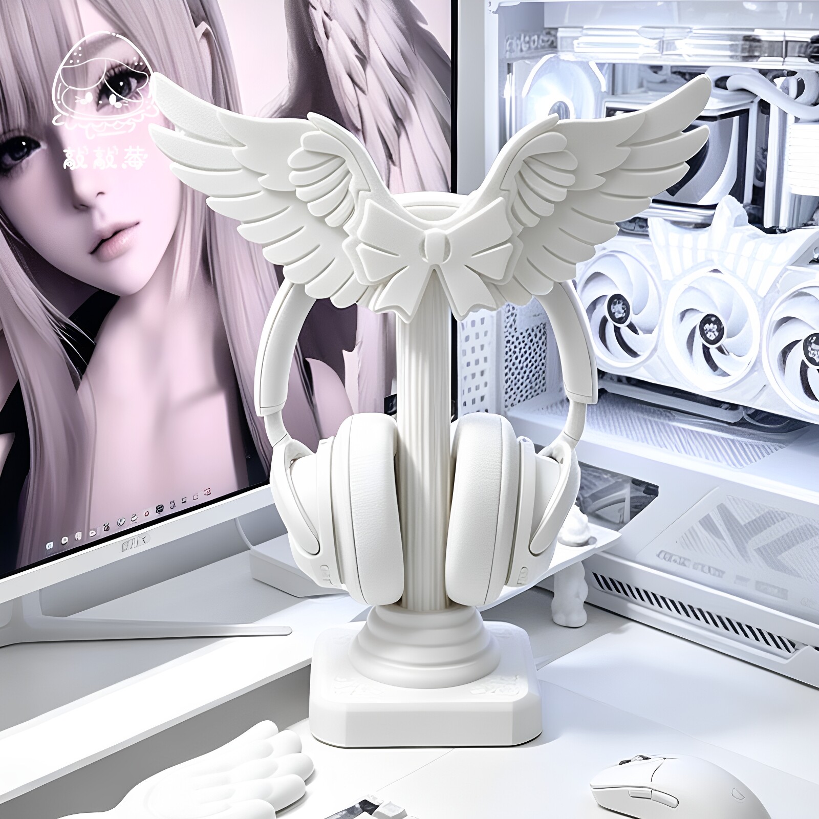 Penyangga Headset Bentuk Sayap - Desk Setup White ulasan dan harga