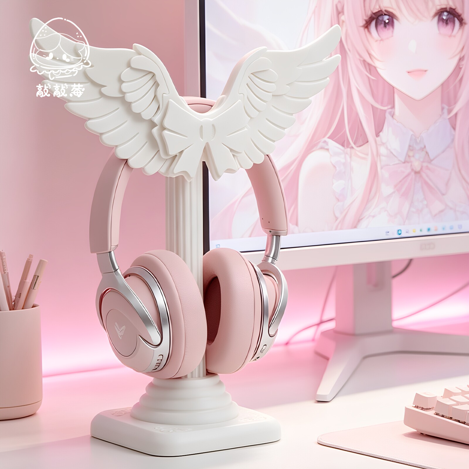 Penyangga Headset Bentuk Sayap - Desk Setup White ulasan dan harga