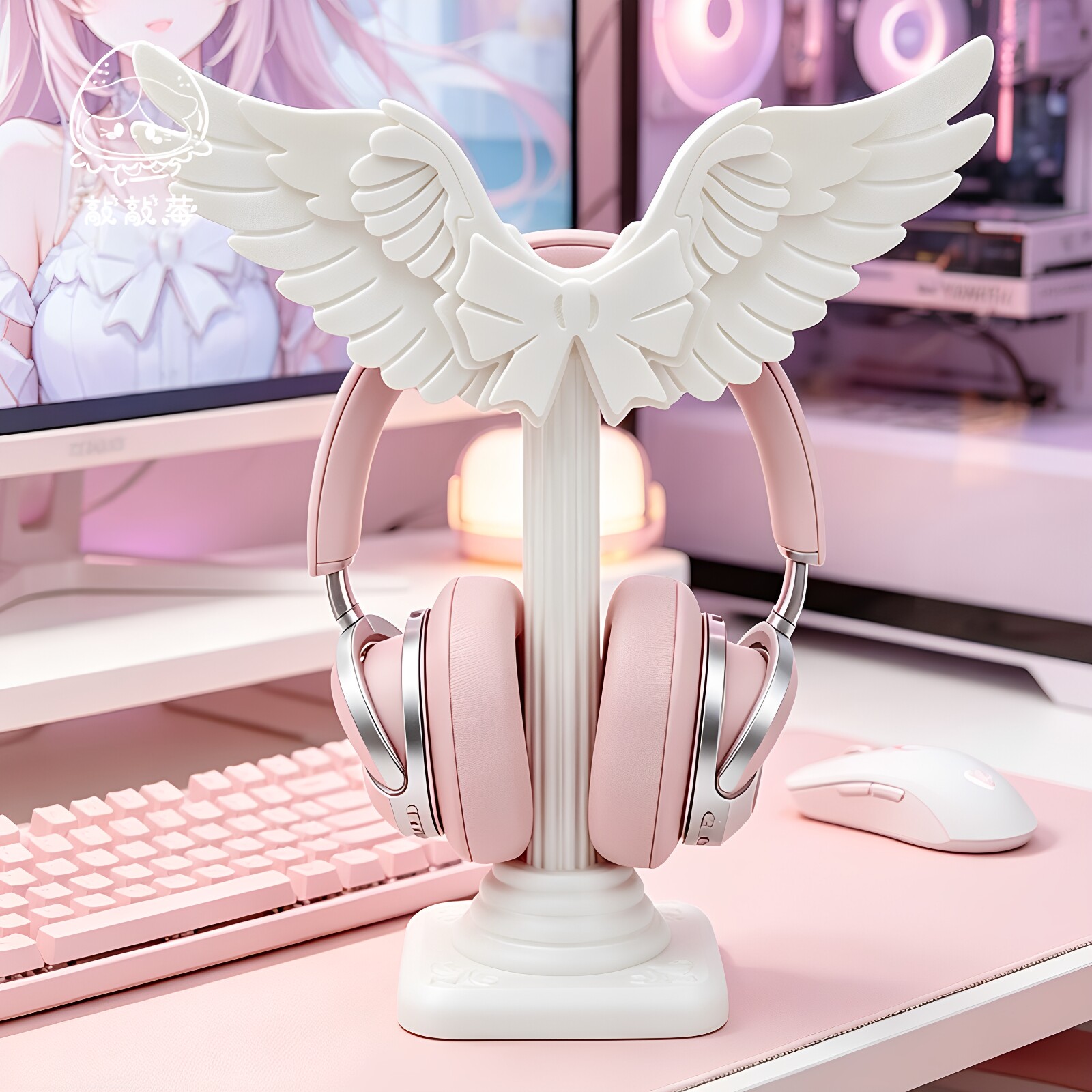 Penyangga Headset Bentuk Sayap - Desk Setup White ulasan dan harga