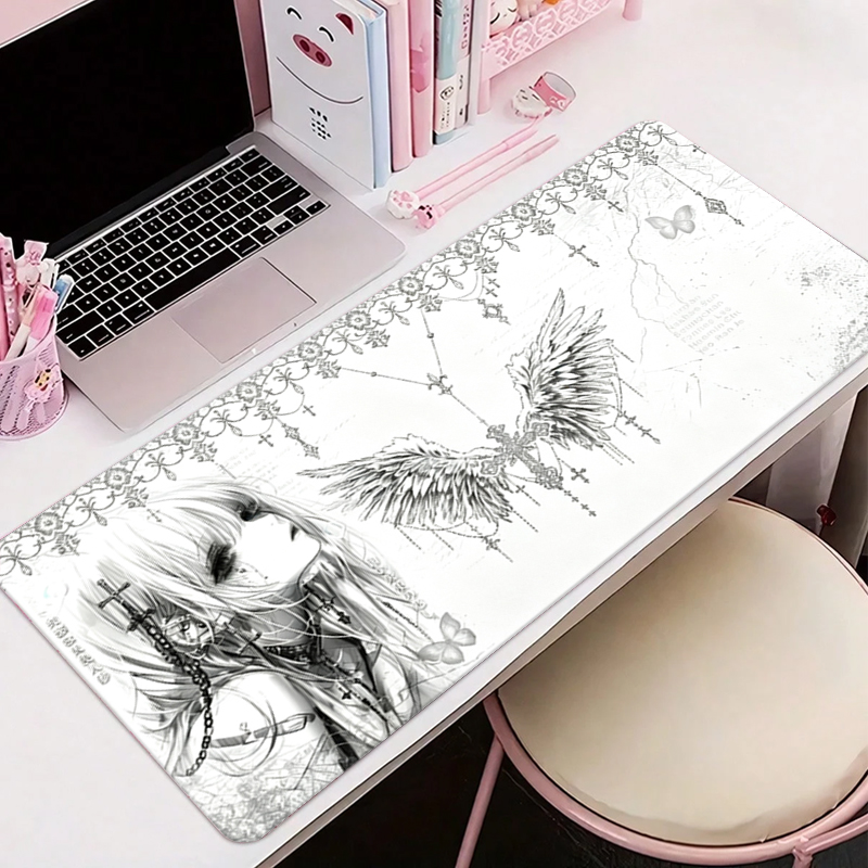 Alas Mouse Kulit Hitam Putih E - Desk Setup White ulasan dan harga