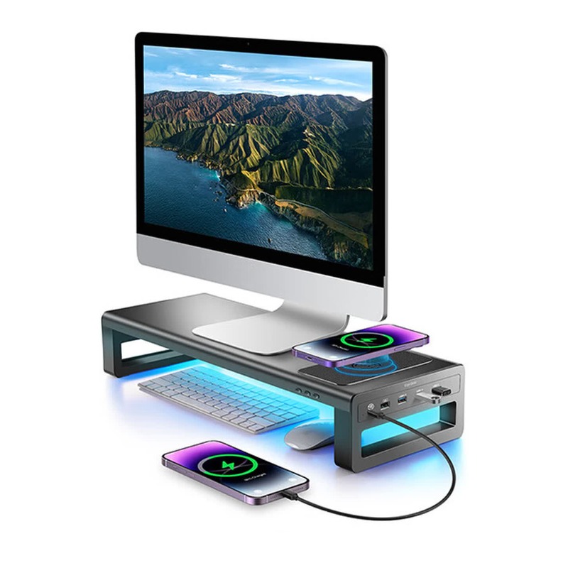 Penyangga Monitor RGB, Rak Kom - Desk Setup Laptop And Monitor ulasan dan harga